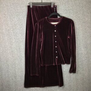 Vintage Max Studio Skirt Set Sz S Velour Made in USA Deep Purple